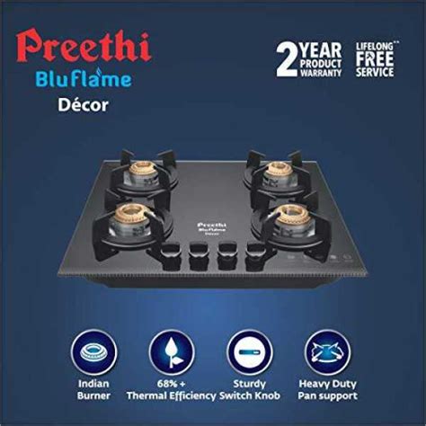 preethi gas stove 4 burner auto ignition